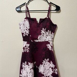 Floral Burgundy and White Dress